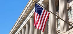 USA flag on building